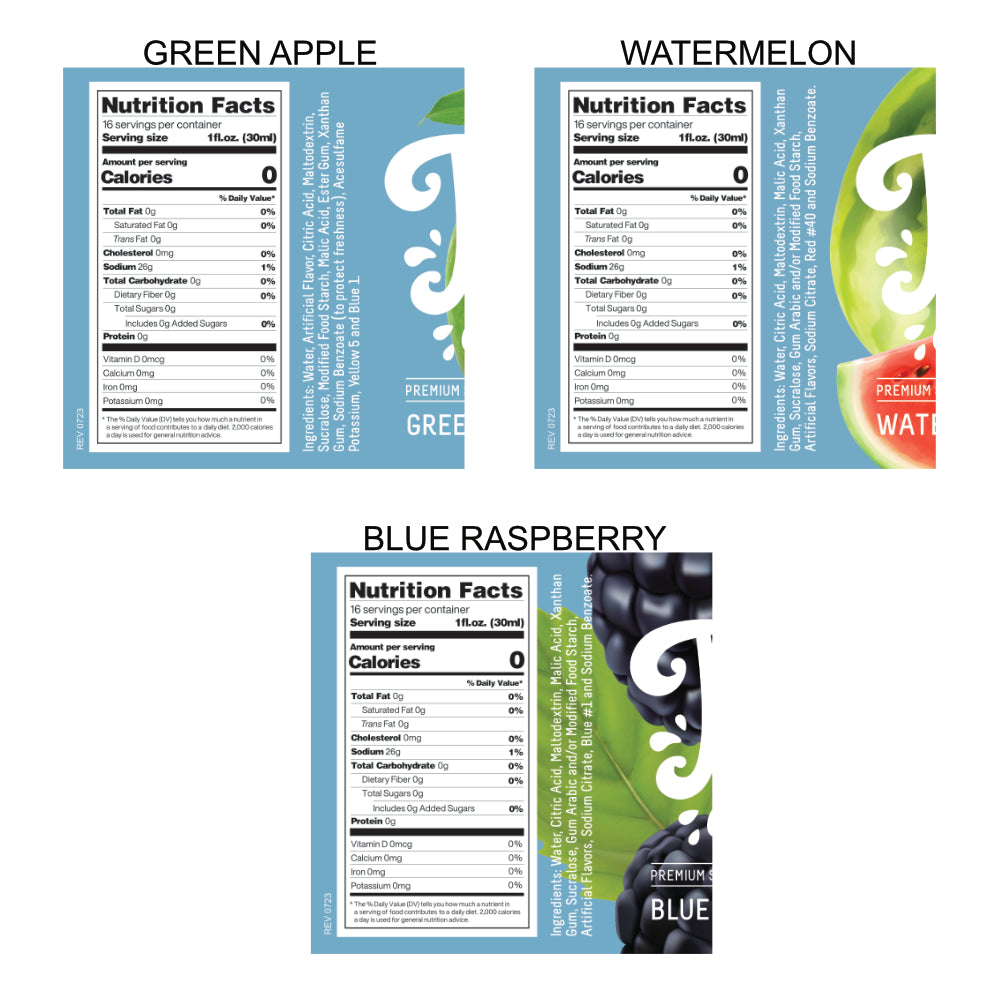 3-Pack Time For Treats SUGAR FREE Syrup - Green Apple, Watermelon, Blue Raspberry