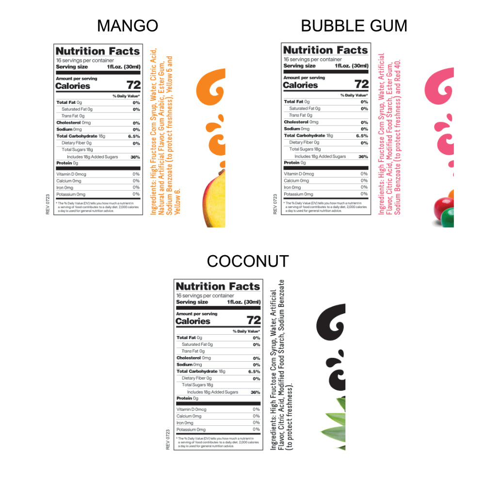 3-Pack Time For Treats Syrup - Mango, Bubble Gum, Coconut