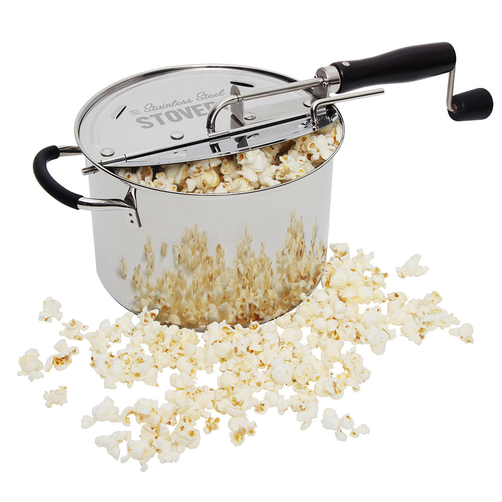 Lehman's Manual Popcorn Popper - Stainless Steel Stovetop Popcorn Maker, No Measuring Needed, Doubles As Cooking Pot