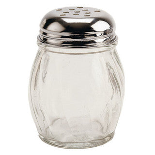 6oz Glass Shaker with Stainless Steel Perforated Lid for cheese and spices