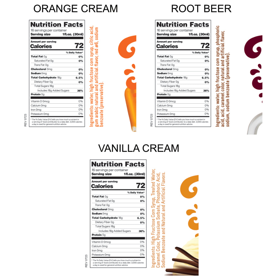 3-Pack Time For Treats Syrup - Root Beer, Vanilla Cream, Orange Cream