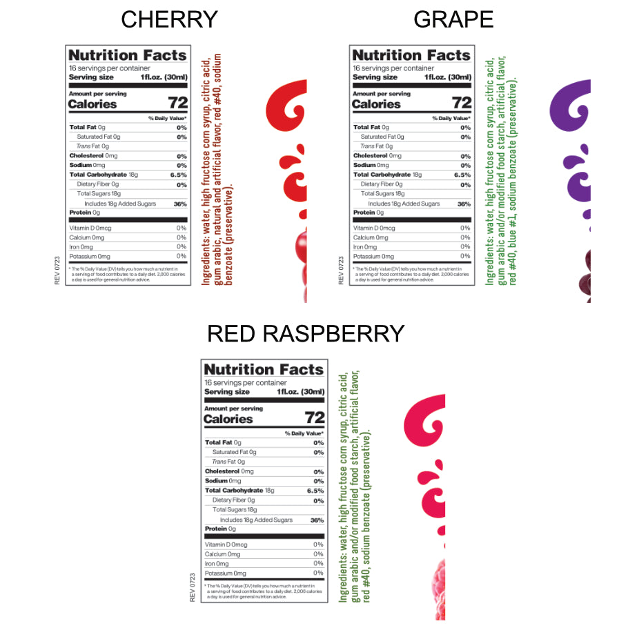 3-Pack Time For Treats Syrup - Grape, Cherry, Red Raspberry