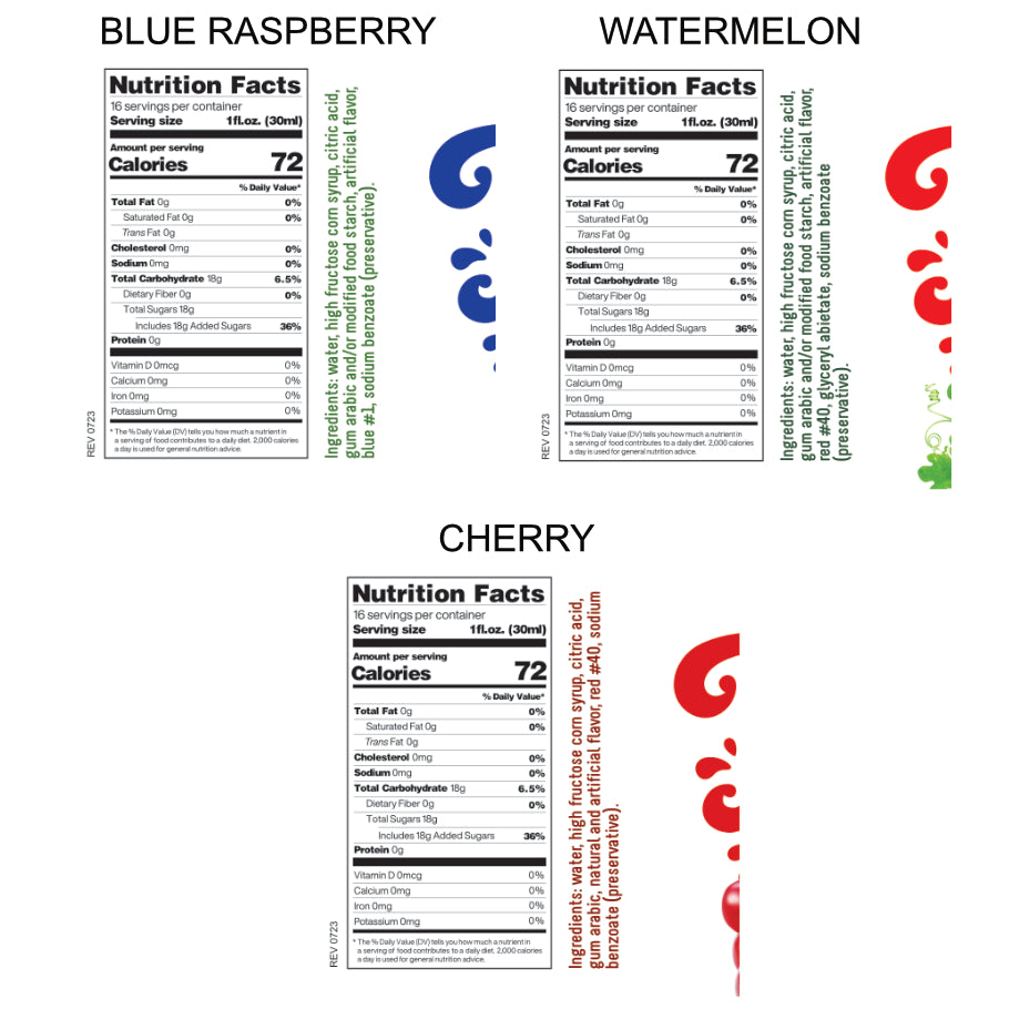 3-Pack Time For Treats Syrup - Cherry, Blue Raspberry, Watermelon