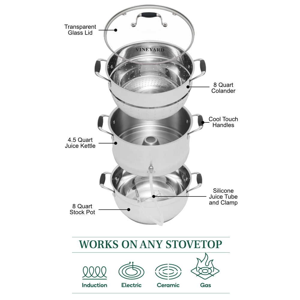 Vineyard Deluxe Stainless Steel Steam Juicer