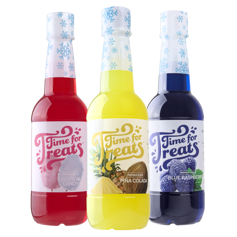 3-Pack Time For Treats Syrup - Cotton Candy, Blue Raspberry, Piña Colada