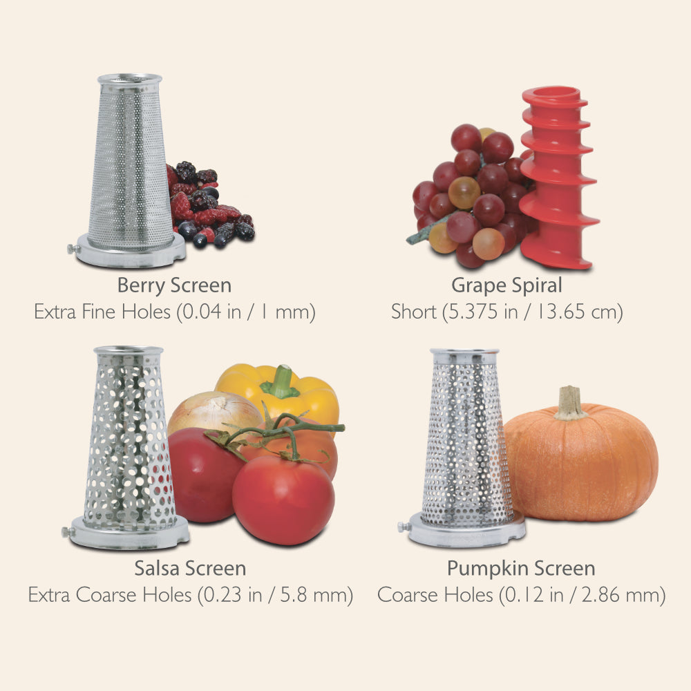 Food Strainer & Sauce Maker with Screen Accessory 4-Pack