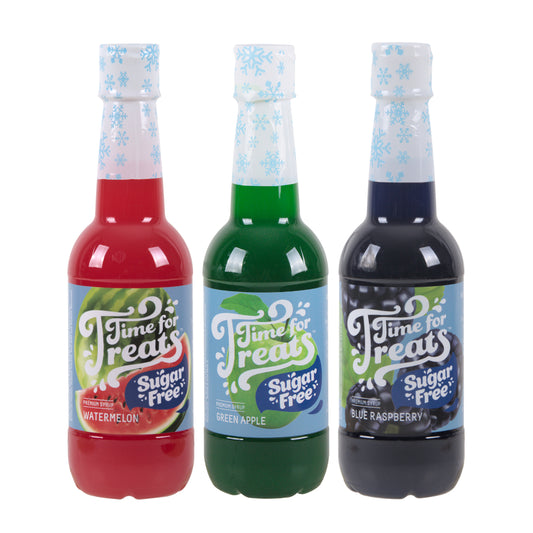 Sugar Free Watermelon, Green Apple, Blue Raspberry Snow Cone Syrup 3-Pack