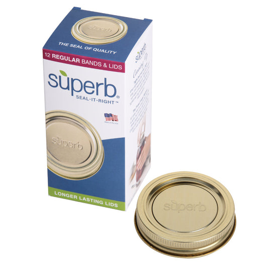 SUPERB - Regular Mouth Lids with Bands - Box of 12