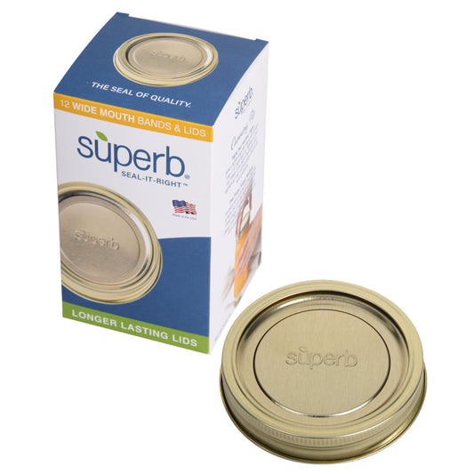 SUPERB - Wide Mouth Lids w/ Bands - Box of 12
