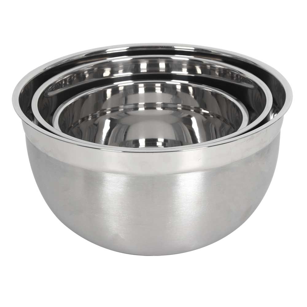 3 Pc Large Stainless Steel Bowl Set - 3, 5 & 8 Qt