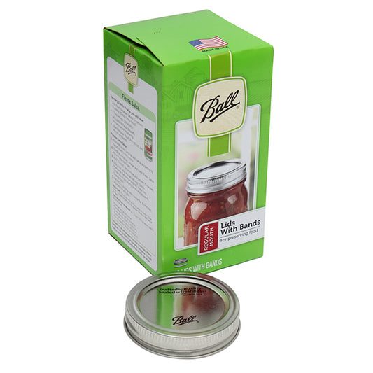 Ball Box of 12 Regular Mouth Lids with Bands