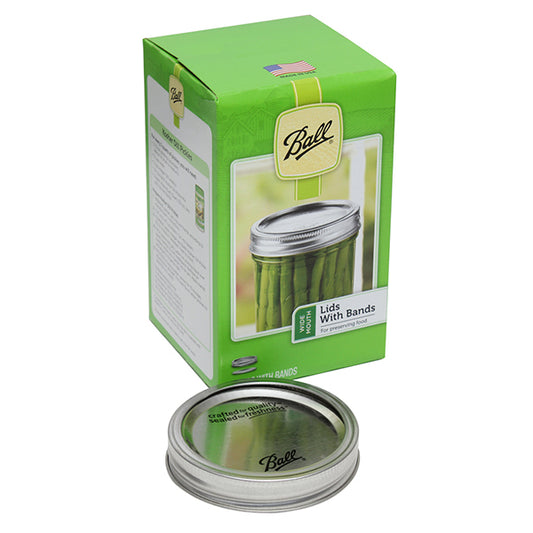 Ball Box of 12 Wide Mouth Lids with Bands